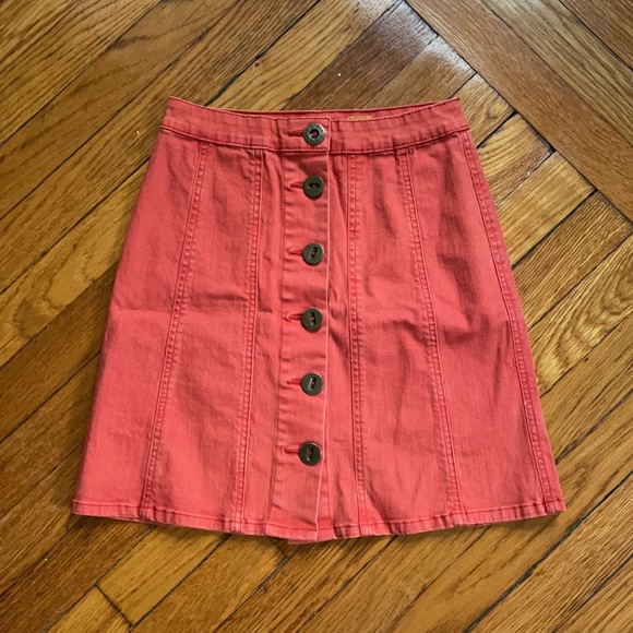 Anthropologie Pilcro Denim Chroma Tangerine Skirt - Picture 3 of 6